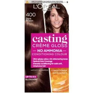بني غامق
صبغة لوريال بدون أمونيا
لون شعر طبيعي
Dark brown hair dye
Ammonia-free hair color
L'Oréal Casting Creme Gloss