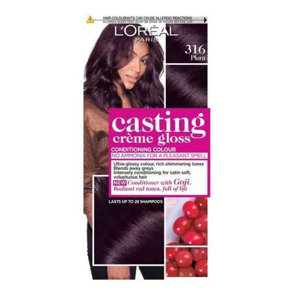 لون برقوقي
صبغة لوريال بدون أمونيا
لون شعر جريء
Plum hair dye
Ammonia-free purple hair color
Casting Creme Gloss 316
