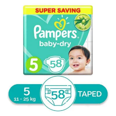 حفاضات بيبي دراي (Baby Dry Diapers)
حجم 5 للأطفال (Size 5 for Kids)
حماية جافة (Dry Protection)
راحة طويلة الأمد (Long-Lasting Comfort)