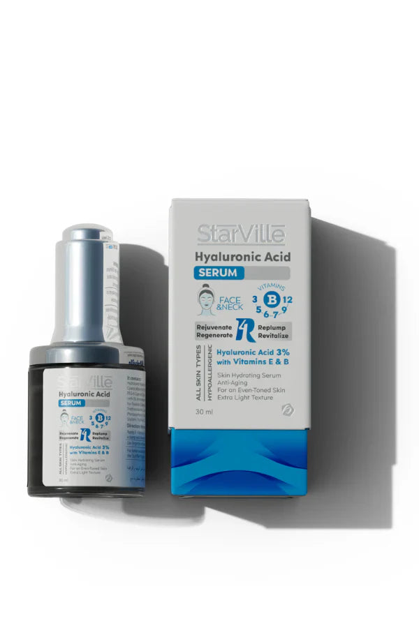 سيروم حمض الهيالورونيك
ترطيب عميق للبشرة​
مكافحة علامات الشيخوخة​
Hyaluronic Acid Serum​
Deep Skin Hydration​
Anti-Aging​
