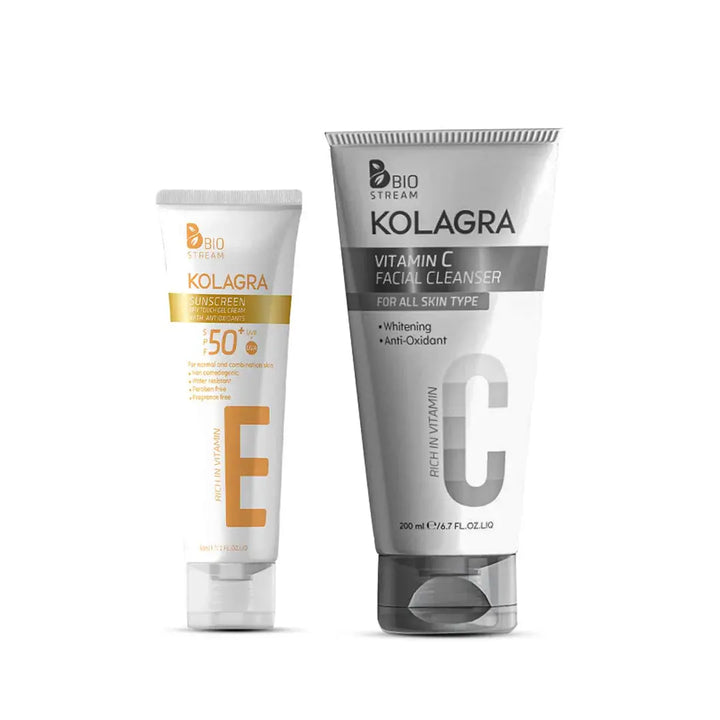 كولاجرا واقي شمس لوشن 1+1
كولاجرا غسول فيتامين سي 200 مل
كولاجرا عرض 1+1​
Kolagra sunscreen lotion 1+1
Kolagra Vitamin C facial cleanser 200ml
Kolagra 1+1 offer​